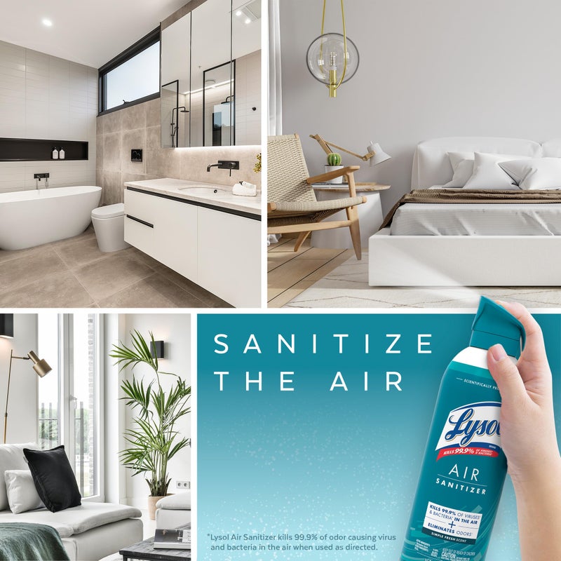 ليزول رذاذ معقم الهواء من ليسول، لتطهير الهواء والقضاء على الروائح، رائحة منعشة بسيطة، 10 أونصة سائلة. أوز (عبوة من 3 قطع) - Image 3